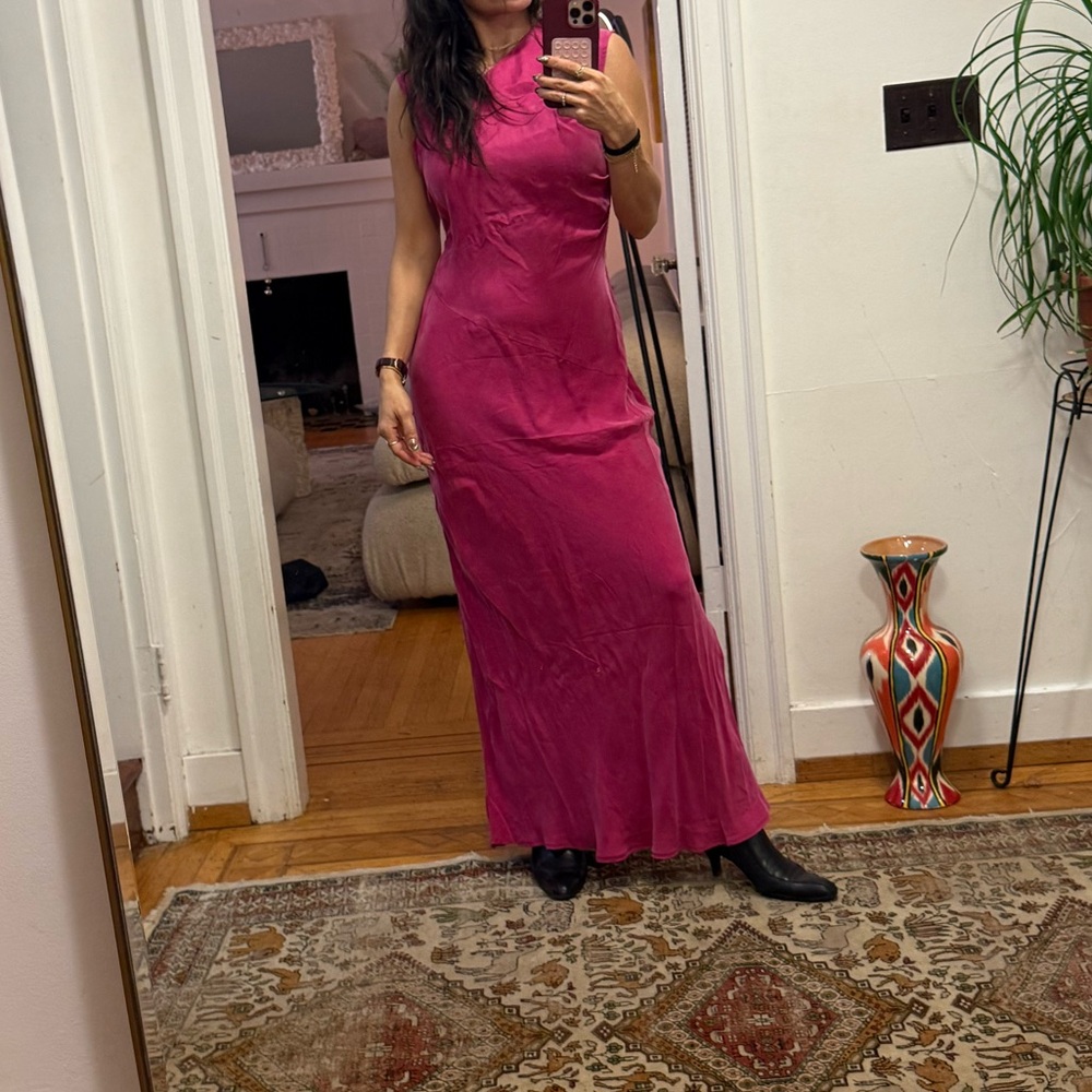 Wild Pony Vibrant Fuschia Maxi Dress- Soft Fluid Fabric - Size S
